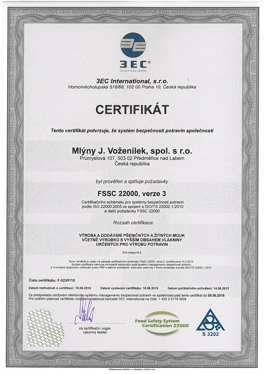 certifikace 3EC International, s.r.o.